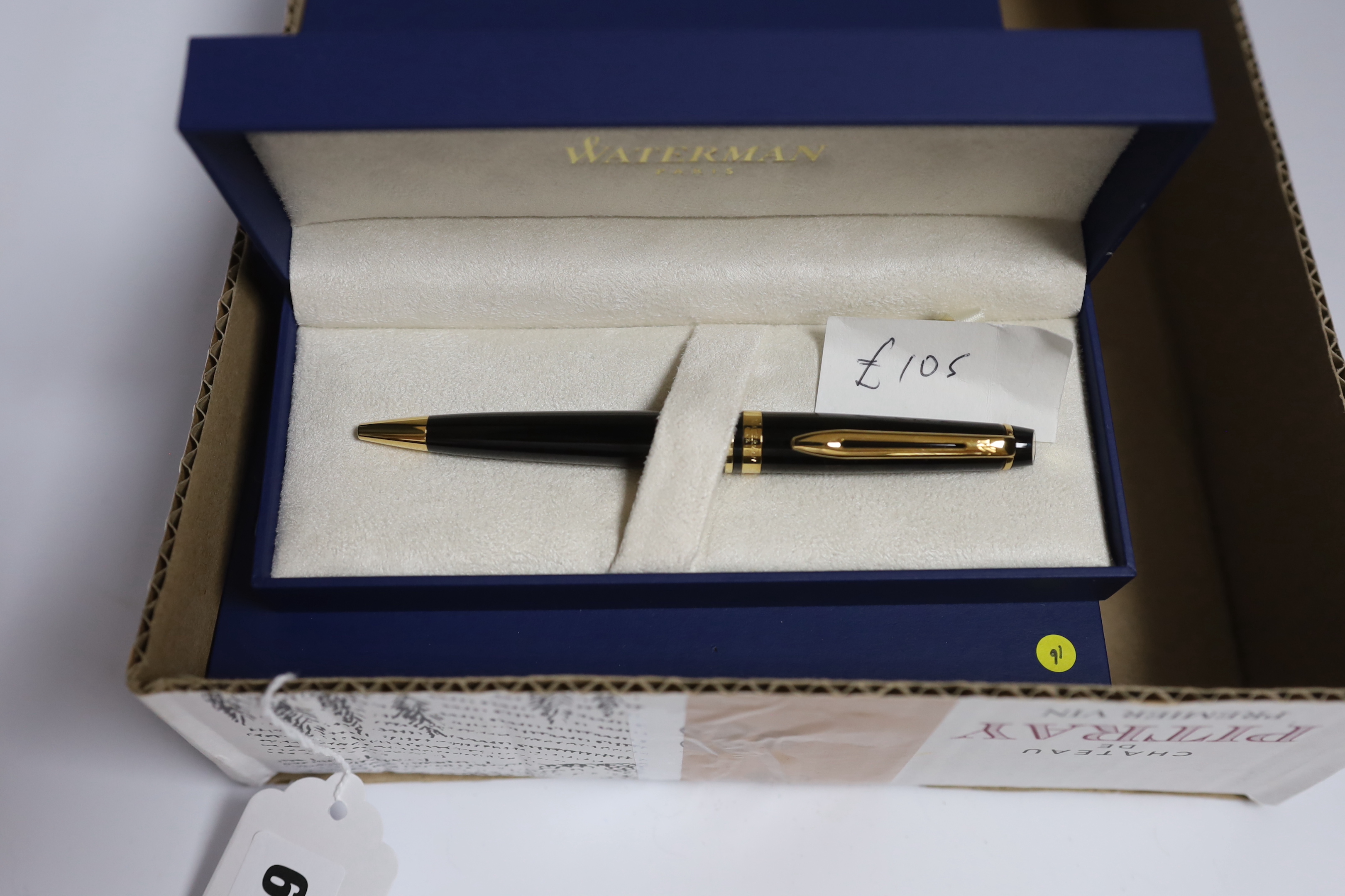 Eight boxed Waterman pens and pencils; an Expert Rollerball pen, a Hemisphere propelling pencil, two Expert Ballpoint pens, two Exception Ballpoint pens, an Expert Propelling pencil and an Emblem pen